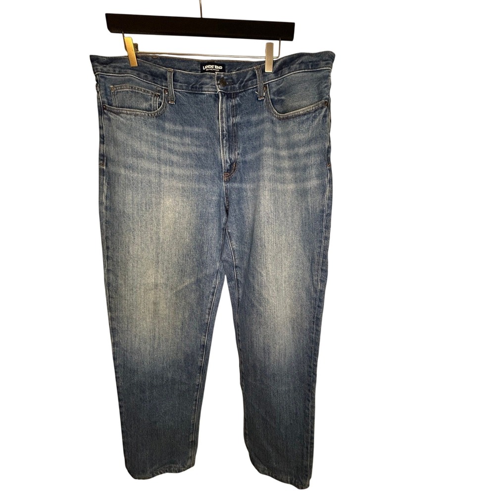Lands End Square Rigger Mens 40 x 33 Medium Wash‎ Straight Leg Denim Jeans 90s